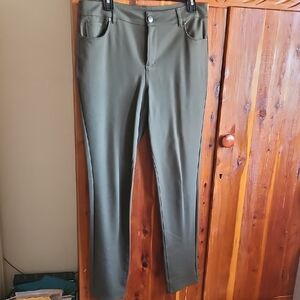 Olive Green Slim Stretch Pants